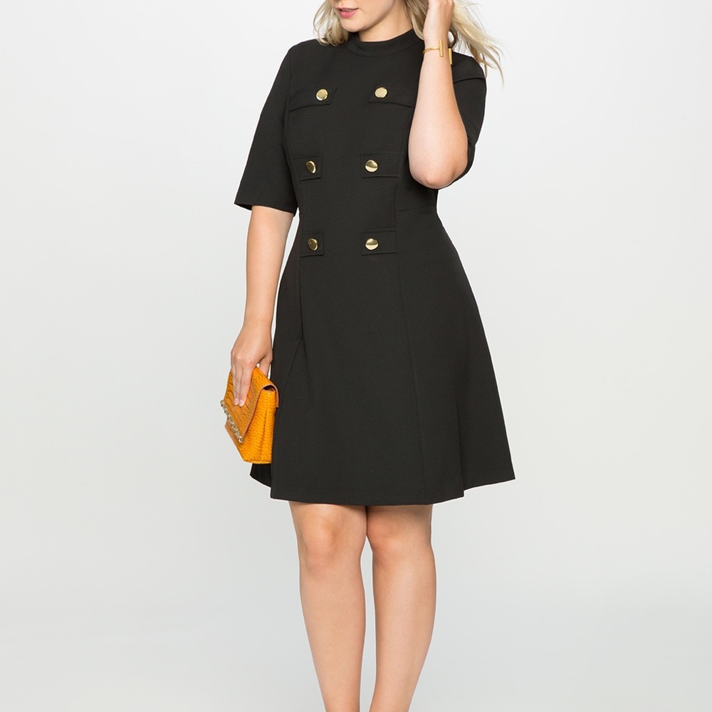 ELOQUII Black Military Dress